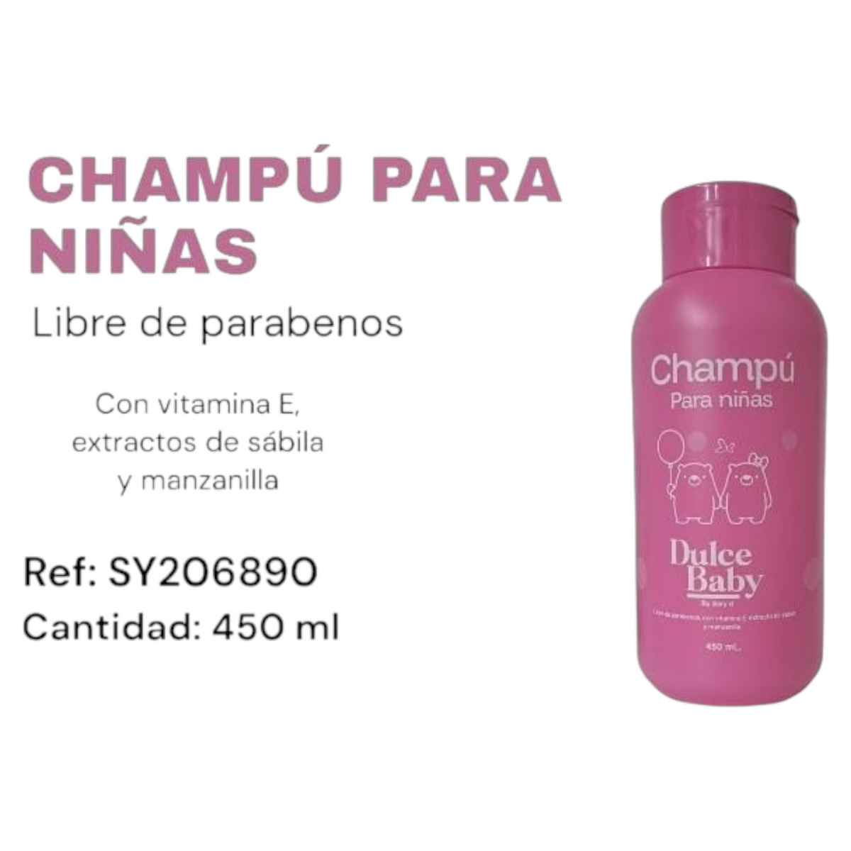 Shampoo Para Niñas Libre De Parabenos 450 Ml Ref SY206890 X3 Unds