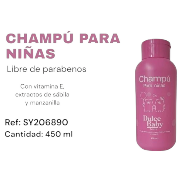 Shampoo Para Niñas Libre De Parabenos 450 Ml Ref SY206890 X3 Unds