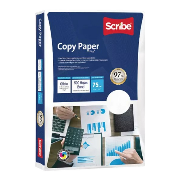 Resma Oficio Scribe Papel Bond Blanco X500 Hojas (Máximo 4 unidades en envío gratis)