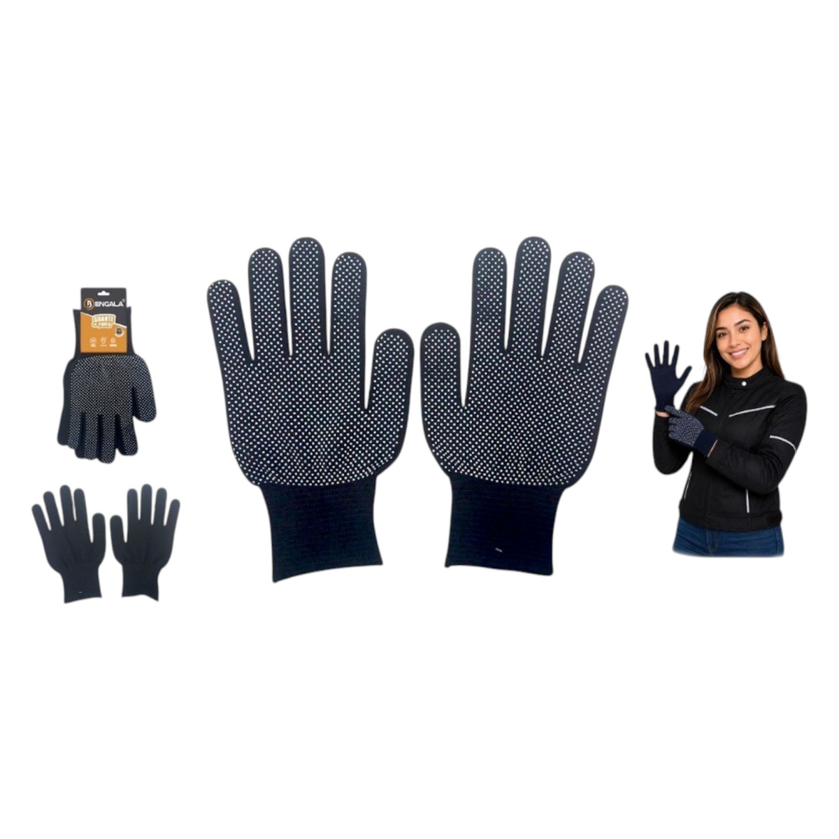 Guante De Bengala De Puntos Una Cara Con Solapa BG-11075 X12 Unds